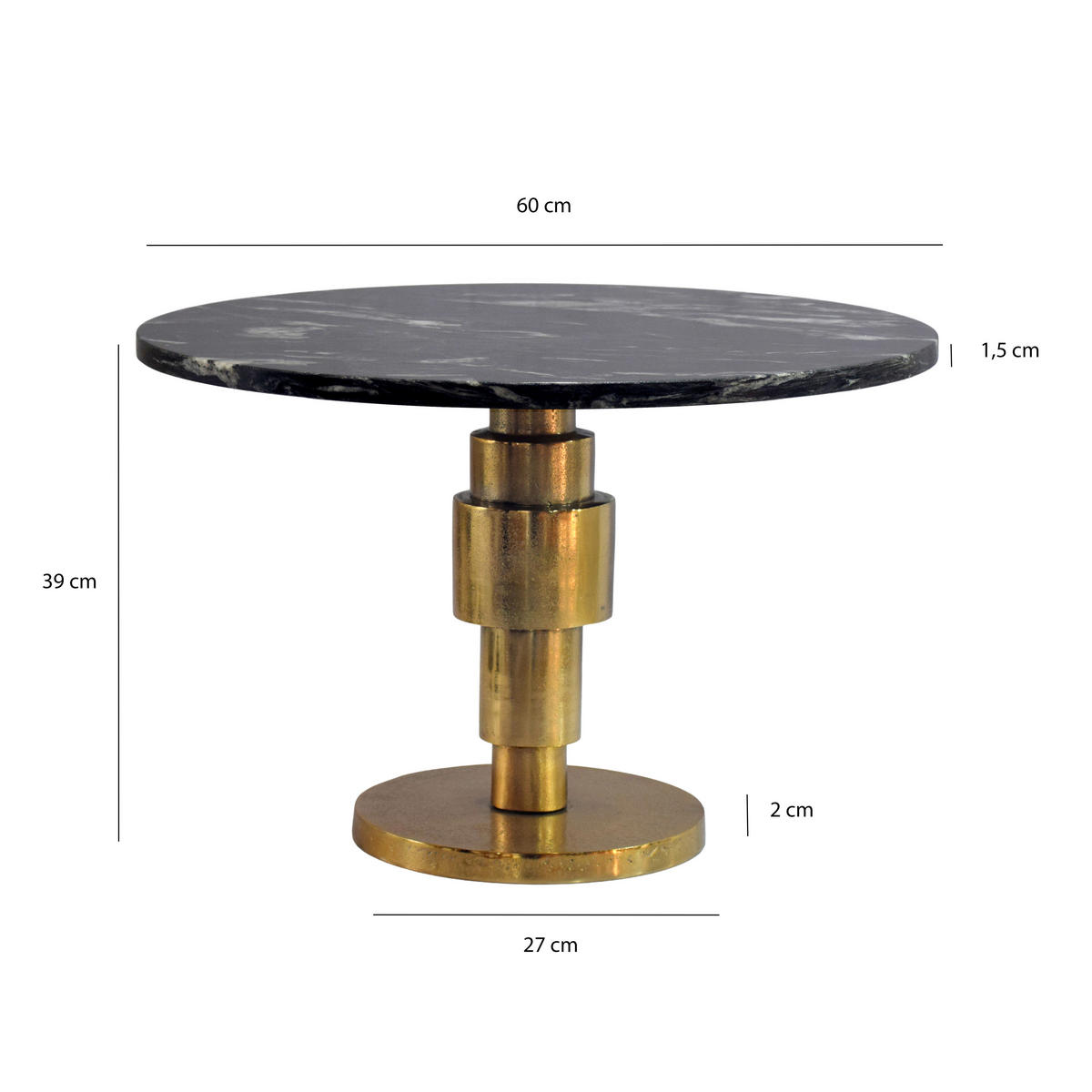 SOFFBORD i sten 60/60/39 cm  - svart/guldfärgad, Design, metall/sten (60/60/39cm) - MID.YOU