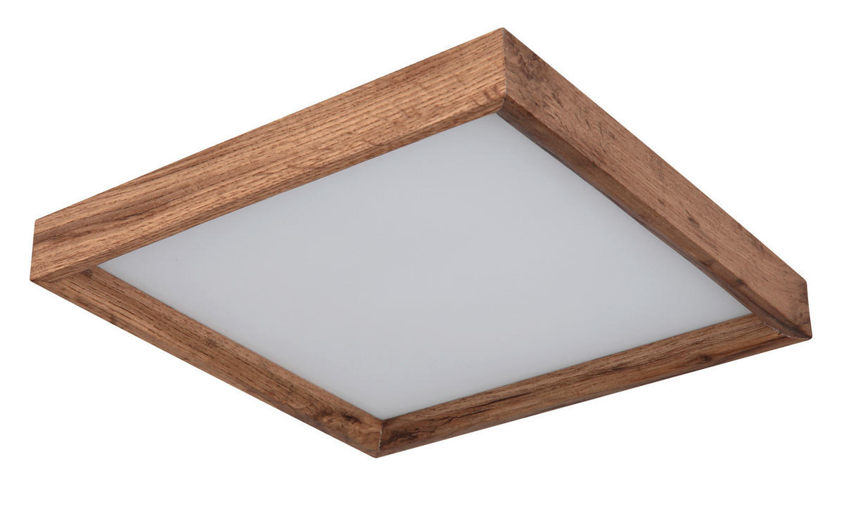 STROPNÍ LED SVÍTIDLO, 30/30/7.5 cm - bílá/tmavě hnědá, Design, kov/kompozitní dřevo (30/30/7.5cm)