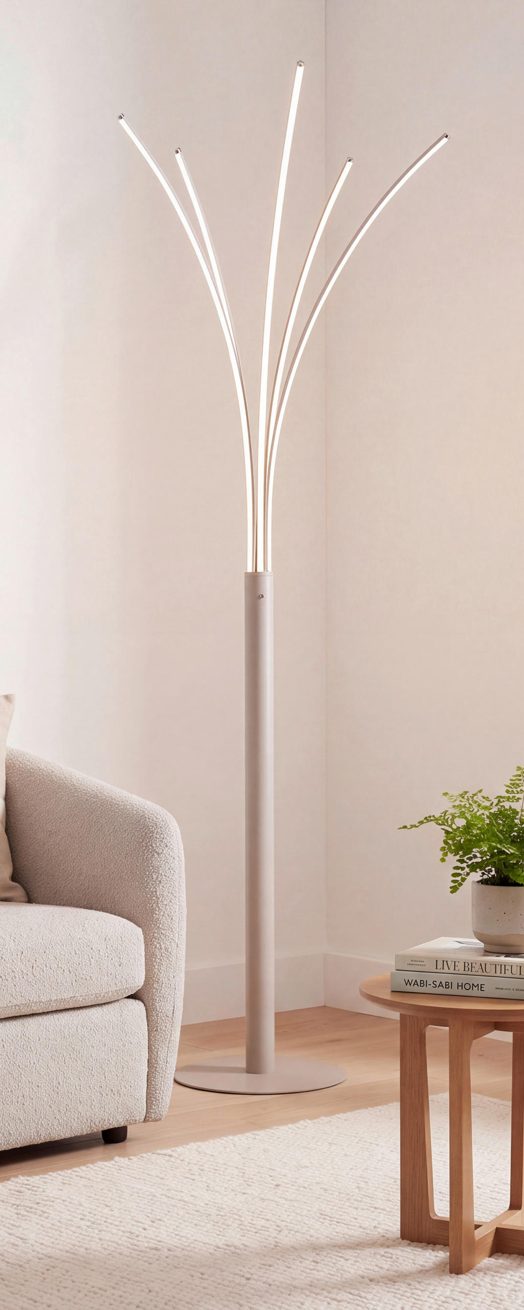 LED-STEHLEUCHTE Bizzy 56/60/187 cm  - Sandfarben/Opal, Design, Kunststoff/Metall (56/60/187cm)