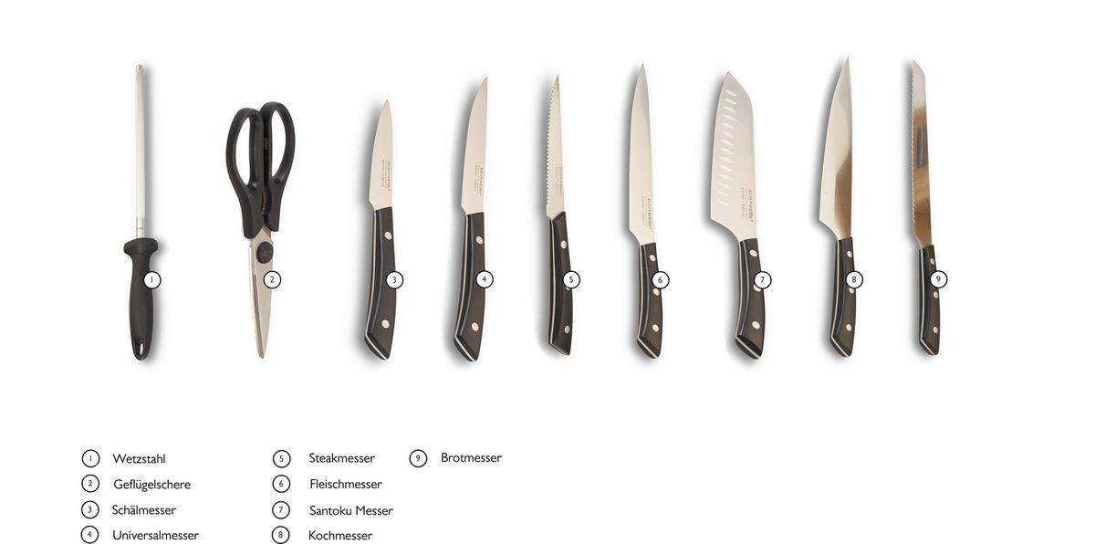 MESSERSET ECHTWERK 15-teilig  - Silberfarben/Schwarz, Trend, Kunststoff/Metall (24,8/13,2/36cm) - Echtwerk