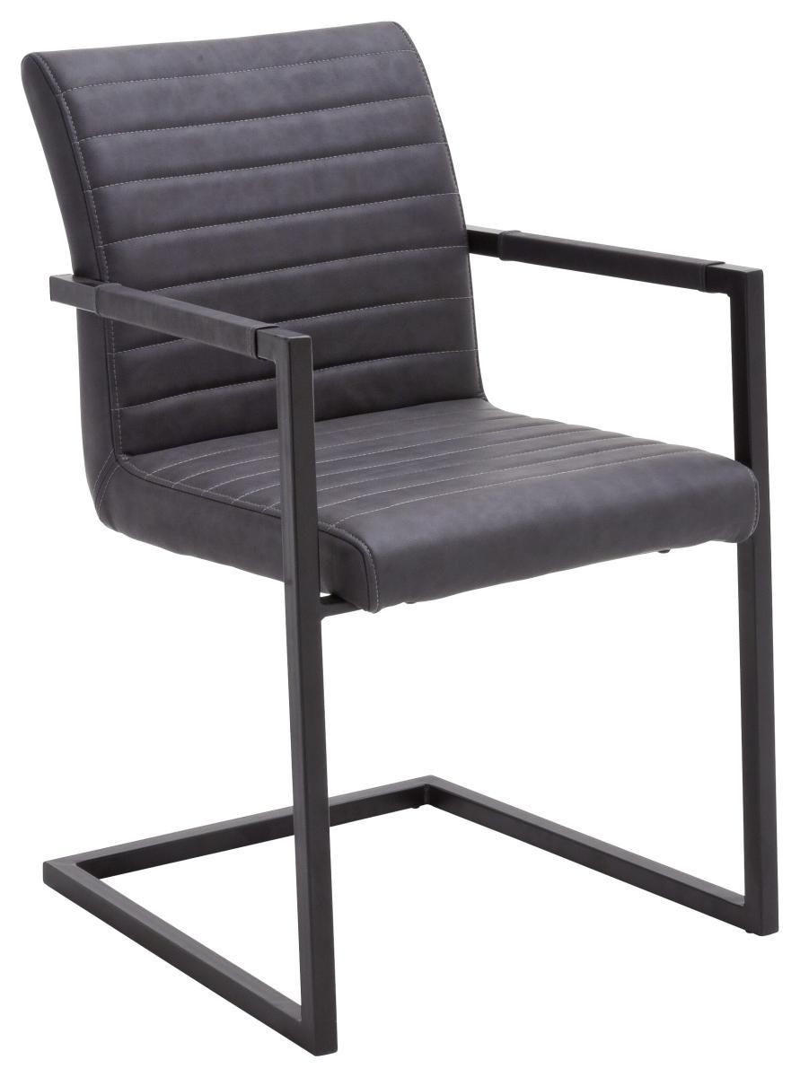 ARMLEHNSTUHL in Stahl - Schwarz/Grau, Design, Textil/Metall (54/86/63cm) - Livetastic