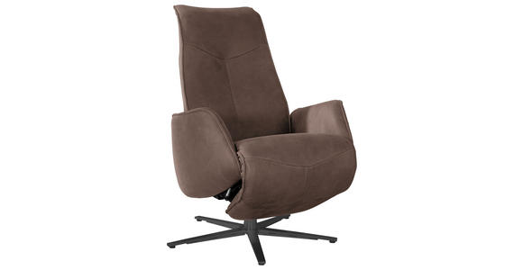 RELAXSESSEL in Leder Dunkelbraun - Anthrazit/Dunkelbraun, Design, Leder/Metall (71/114/84cm) - Johann Jakob