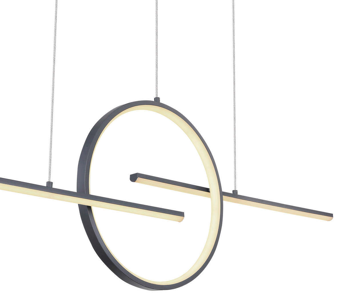 LED-HÄNGELEUCHTE 124/10,5/150 cm   - Opal/Graphitfarben, Design, Kunststoff/Metall (124/10,5/150cm) - Globo