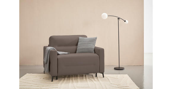 SCHLAFSESSEL  in Echtleder Schlammfarben  - Schlammfarben/Schwarz, Design, Leder/Metall (115/89/97cm) - Novel