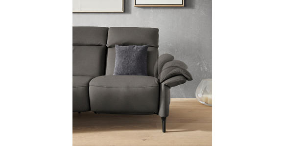 TRAPEZSOFA in Mikrofaser Schieferfarben - Schieferfarben/Schwarz, KONVENTIONELL, Textil/Metall (221/103/95cm) - Dieter Knoll