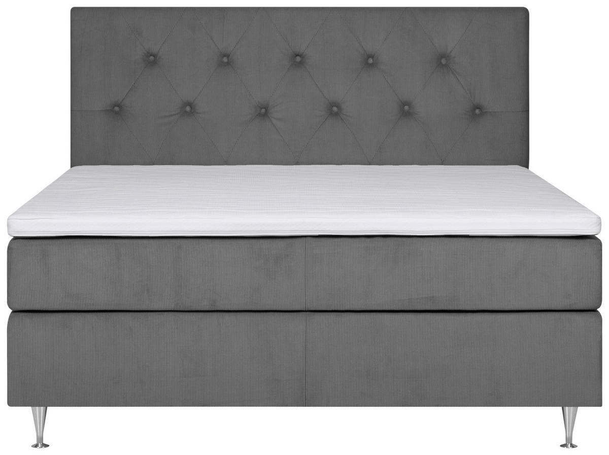 BOXSPRINGBETT 140/200 cm  in Dunkelgrau  - Dunkelgrau, MODERN, Textil (140/200cm) - Livetastic