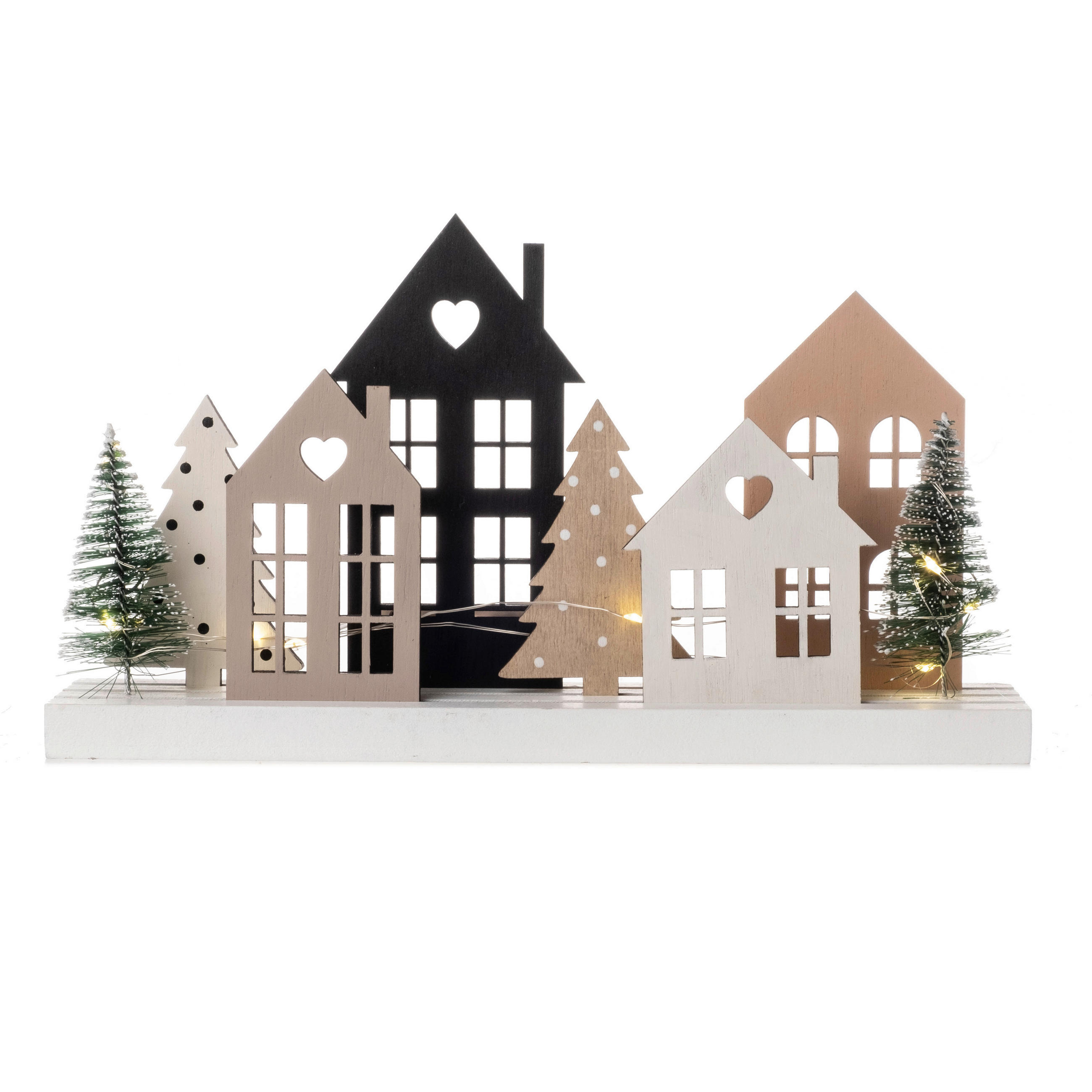 DEKOHAUS  - Schwarz/Naturfarben, Basics, Holz (24/6/15cm) - X-Mas