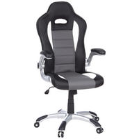 HERNÁ STOLIČKA, vzhľad kože, sivá, čierna, biela - čierna/sivá, Modern, textil/plast (64/118/57cm) - MID.YOU