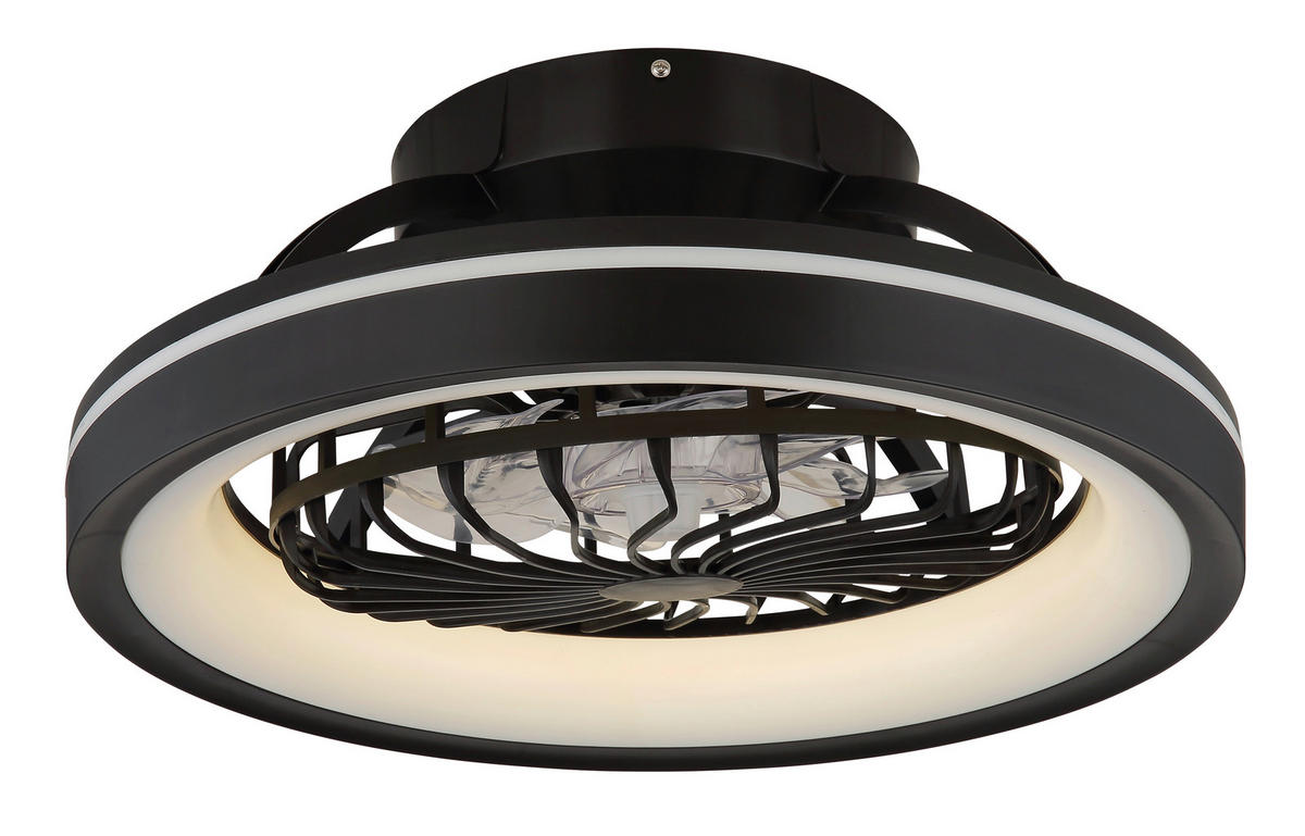 STROPNÍ VENTILÁTOR, 48/20 cm  - černá/čiré, Konvenční, plast (48/20cm) - Globo