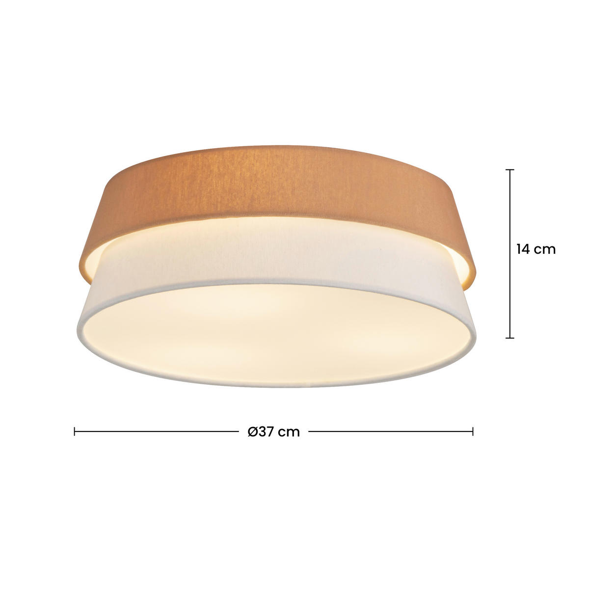 DECKENLEUCHTE 37/14 cm  - Weiß/Mokka, Trend, Kunststoff/Textil (37/14cm) - Collett's Monde