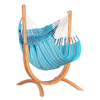  HÄNGEMATTE Grau, Türkis Gestell  - Türkis/Eukalyptusholzfarben, KONVENTIONELL, Holz/Textil (100/152/92cm) - La Siesta