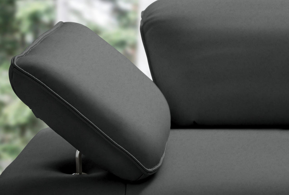 ECKSOFA Echtleder Anthrazit  - Anthrazit, Design, Leder/Metall (290/230cm) - Johann Jakob