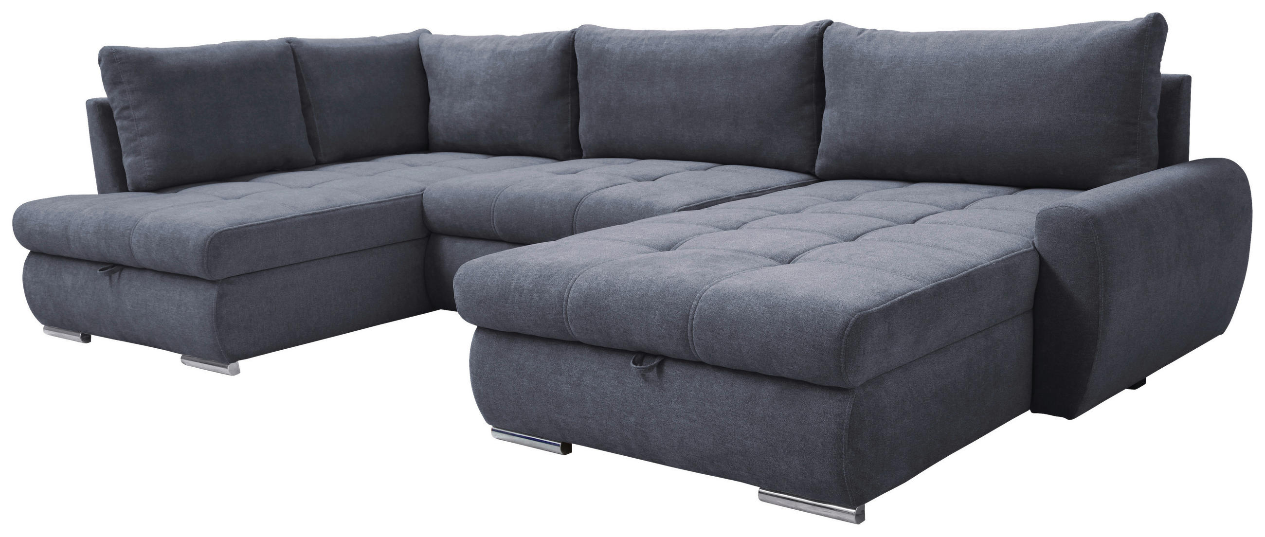 ECKSOFA in Velours Grau  - Chromfarben/Grau, Design, Kunststoff/Textil (173/322/174cm) - Livetastic