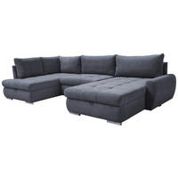 ECKSOFA in Velours Grau  - Chromfarben/Grau, Design, Kunststoff/Textil (173/322/174cm) - Livetastic