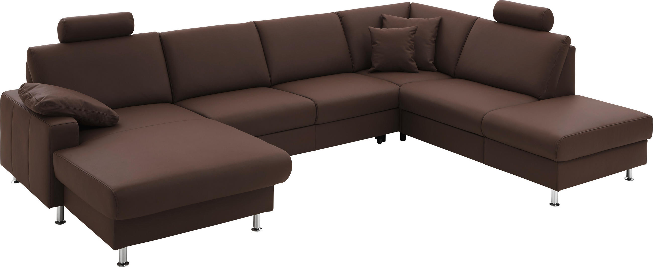 SOFFA i äkta läder mörkbrun  - aluminiumfärg/mörkbrun, Design, metall/läder (165/339/233cm) - Beldomo Premium