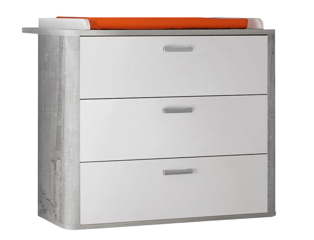 WICKELKOMMODE Frieda - Silberfarben/Weiß, Basics, Holzwerkstoff/Kunststoff (100/93-98/45-71cm)