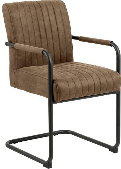 ARMLEHNSTUHL  in Webstoff  - Hellbraun/Schwarz, Design, Textil/Metall (50,5/84,5/64,5cm) - MID.YOU