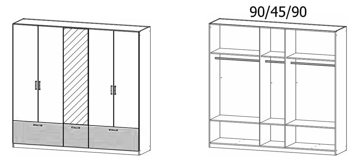 KLEIDERSCHRANK in Grau  - Grau, Basics, Holzwerkstoff/Metall (226/210/54cm) - Boxxx