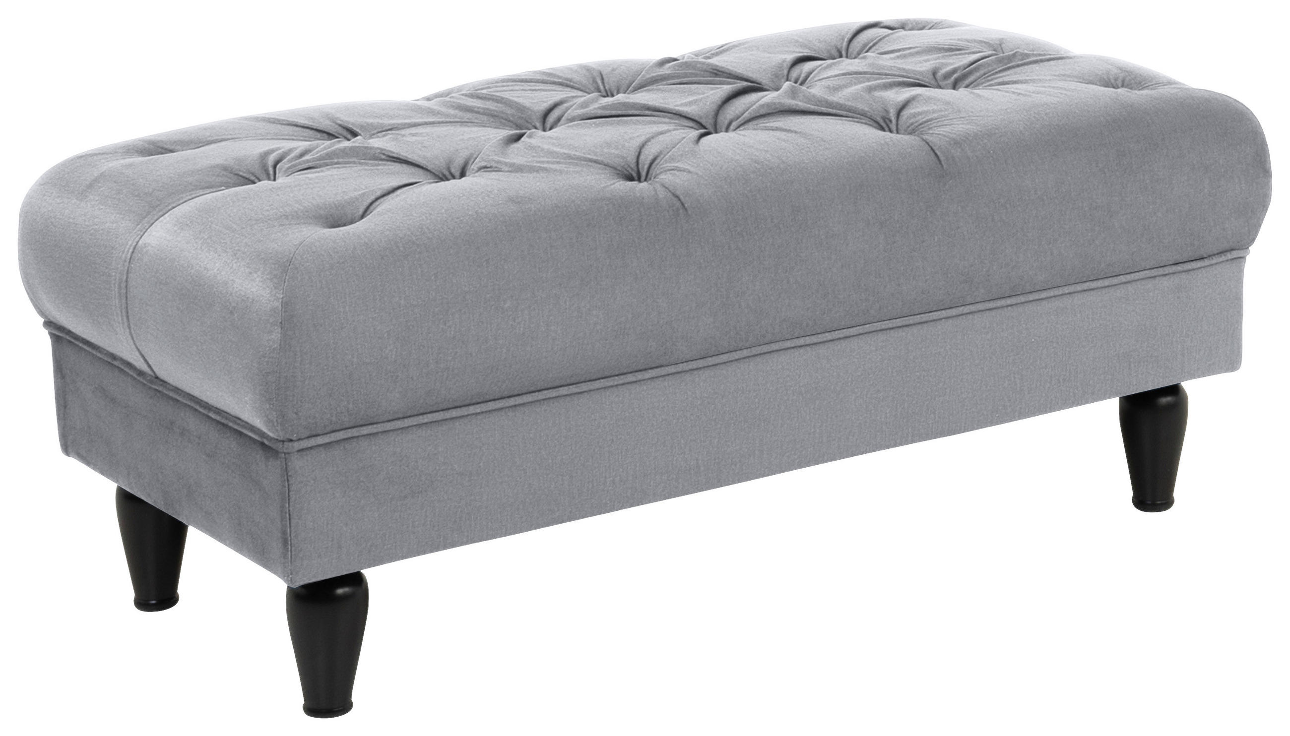 HOCKER Velours Grau  - Schwarz/Grau, Design, Holz/Textil (110/44/56cm) - MID.YOU