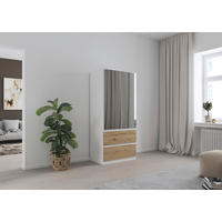 DREHTÜRENSCHRANK  in Weiß, Eiche Artisan  - Weiß/Eiche Artisan, MODERN, Holzwerkstoff (91/197/54cm) - Rauch Möbel