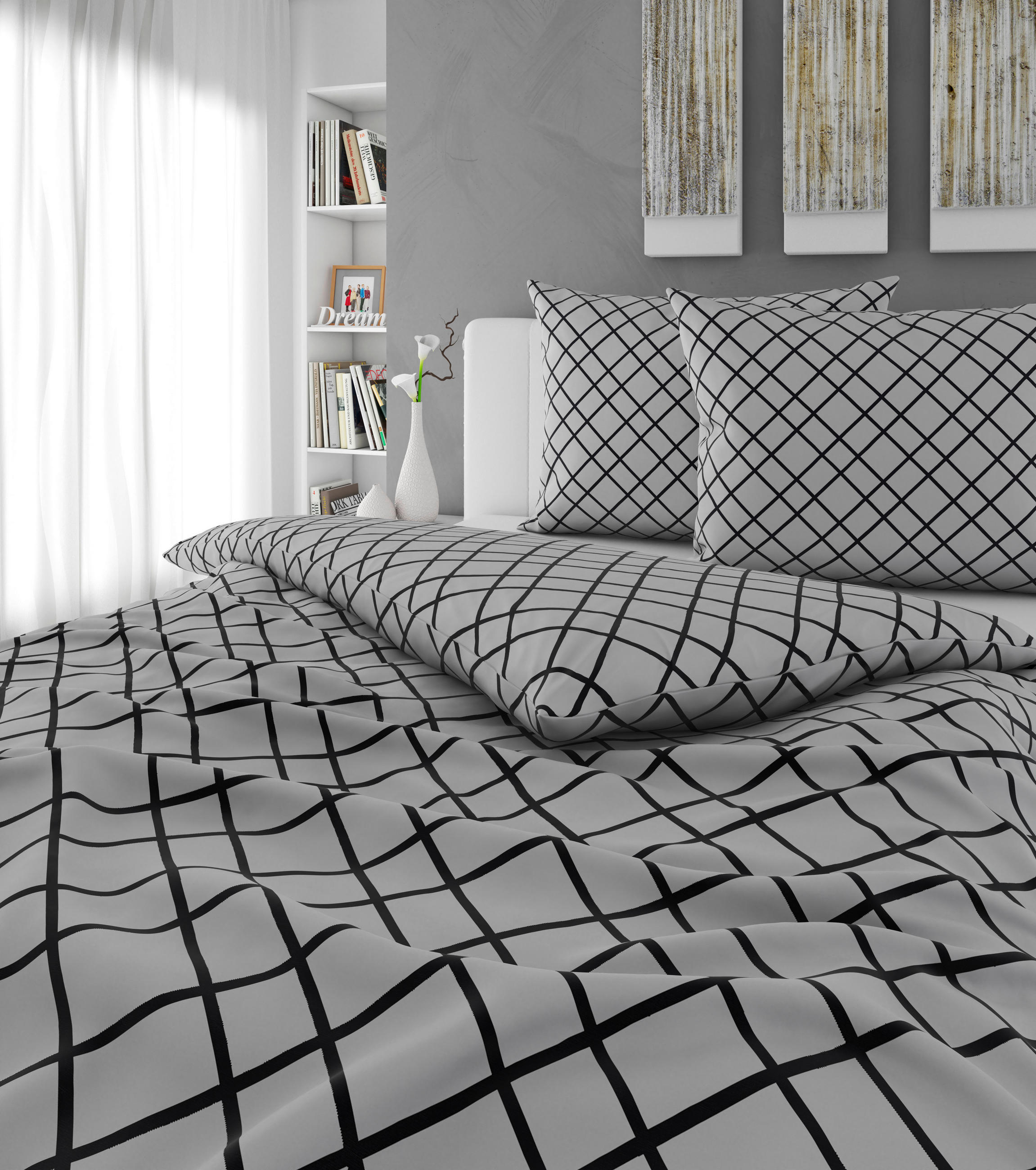 BETTWÄSCHESET Flanell 200/210 cm  65 cm/100 cm  - Grau, Konventionell, Textil (200/210cm) - Esposa