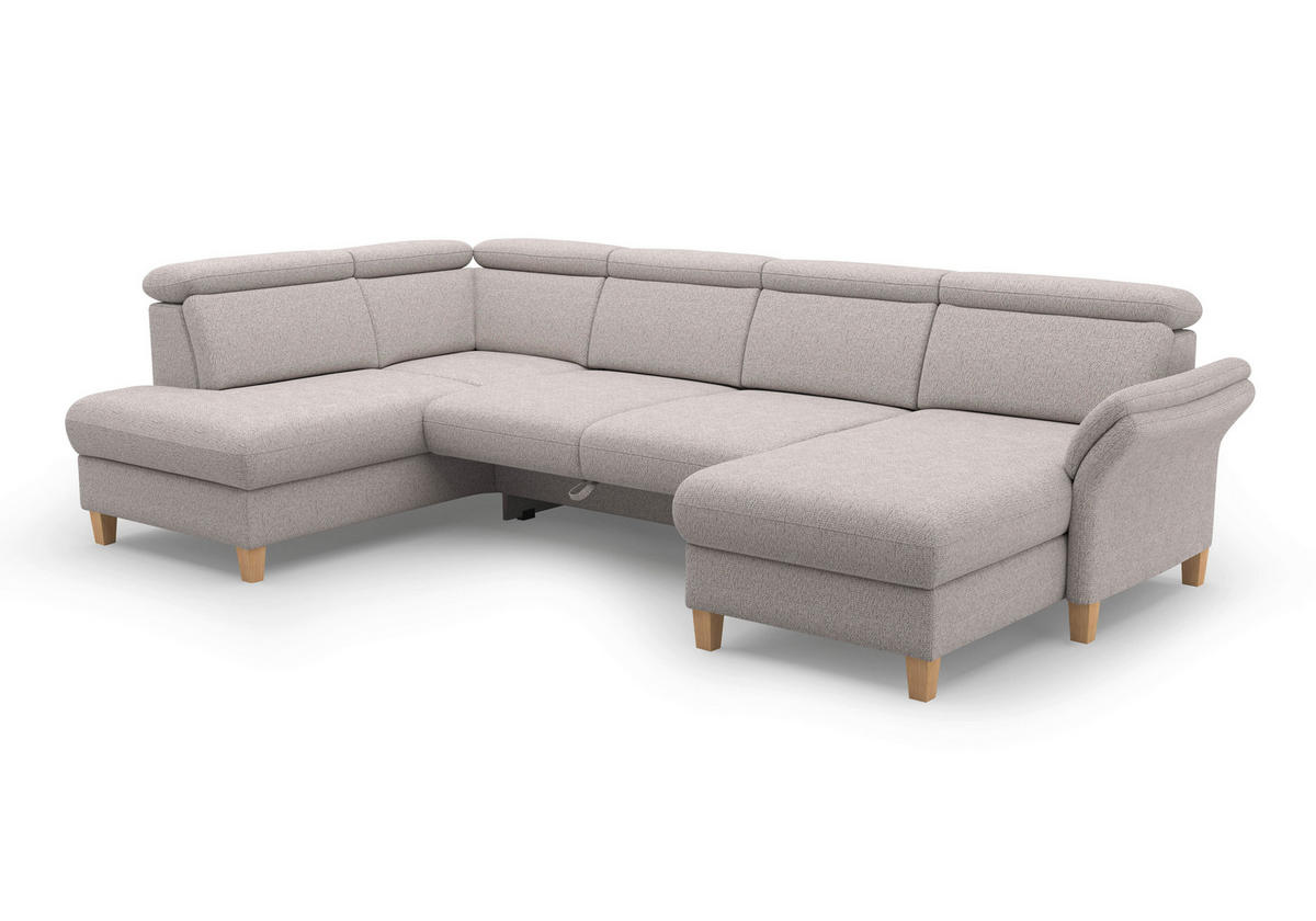 WOHNLANDSCHAFT Chenille Silberfarben  - Eichefarben/Silberfarben, Konventionell, Holz/Textil (193/321/166cm) - Sit & More