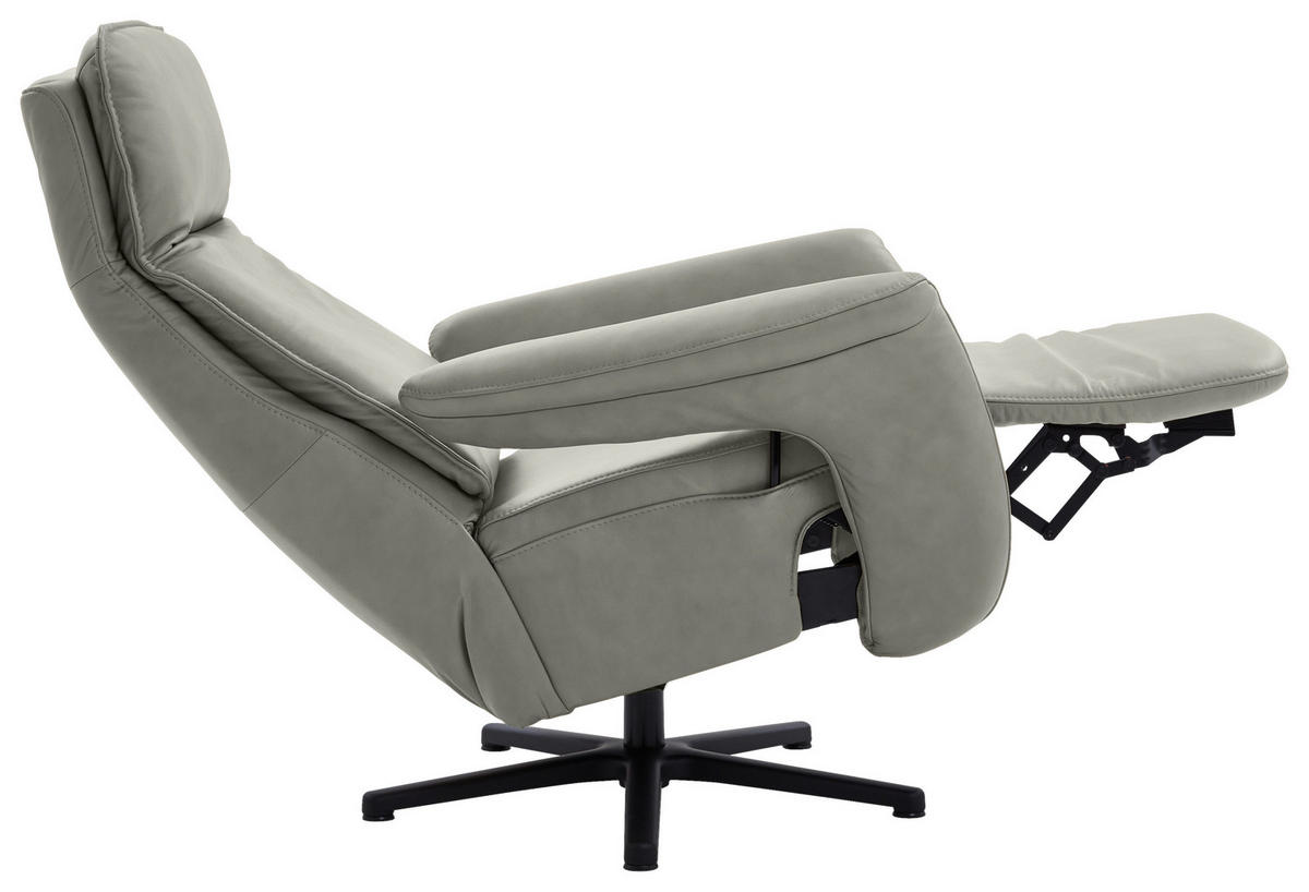 RELAXSESSEL in Leder Grau  - Schwarz/Grau, Design, Leder/Metall (83/112/87-174cm) - Valdera