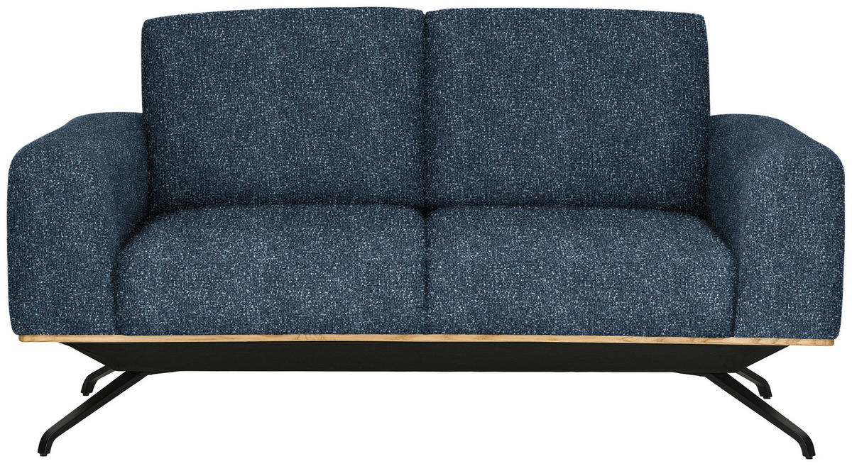 2-SITZER-SOFA Struktur Blau  - Blau/Schwarz, Design, Holz/Textil (166/85-104/95cm) - Novel