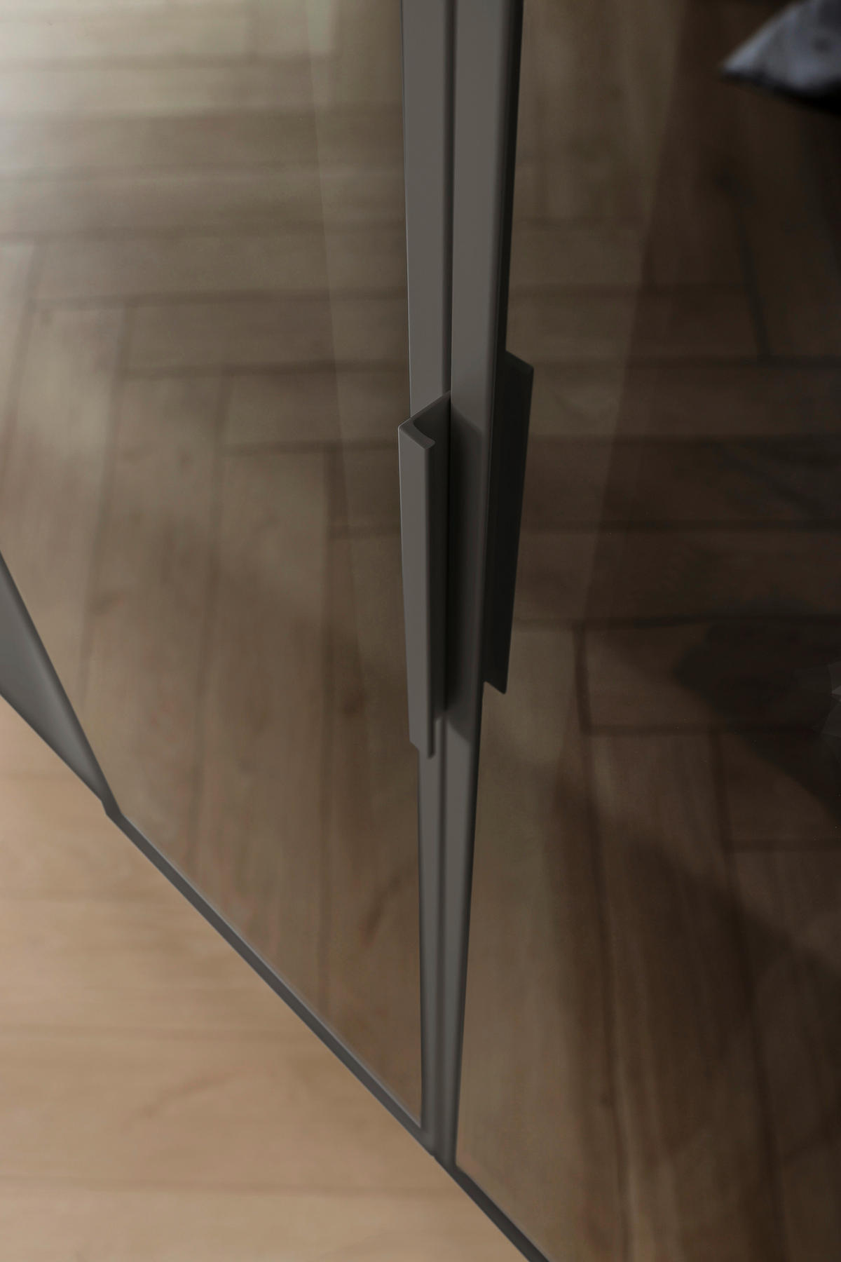 DREHTÜRENSCHRANK in Graphitfarben  - Graphitfarben, Trend, Glas/Holzwerkstoff (251/223/60cm) - Novel