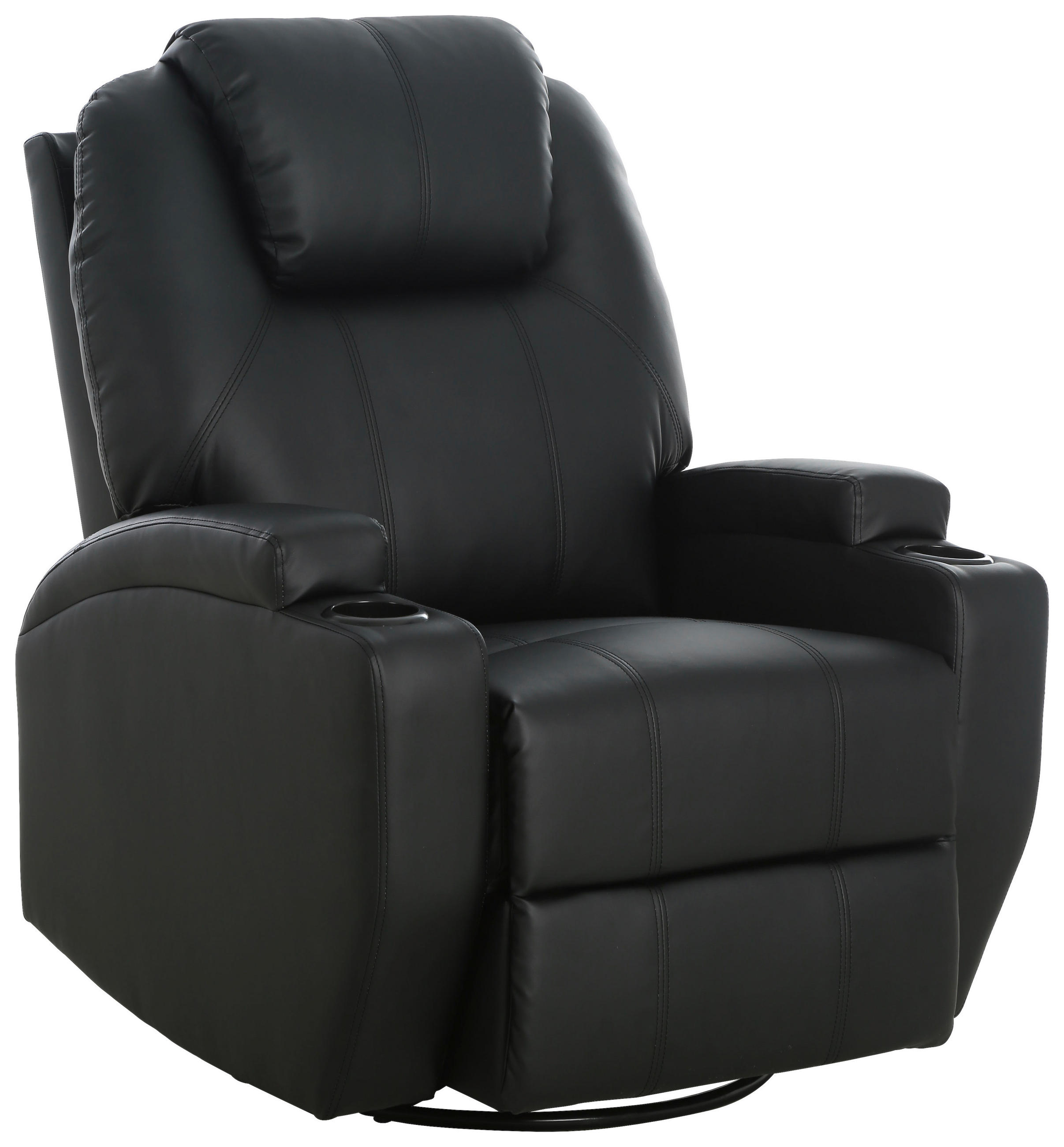 MASSAGESESSEL Lederlook Schwarz    - Schwarz, MODERN, Textil/Metall (86/110/96cm) - P & B