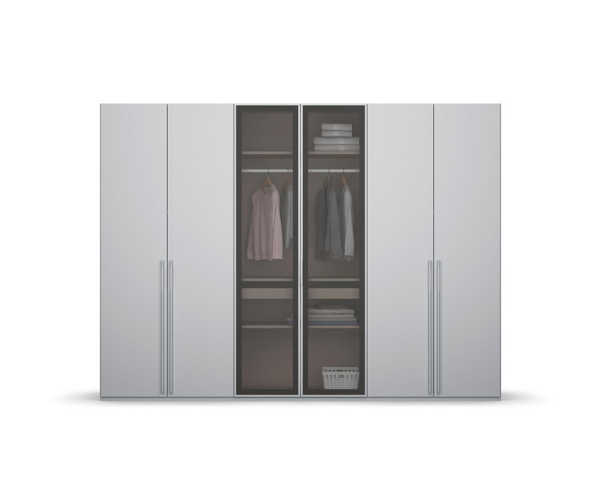 DREHTÜRENSCHRANK 301/235/60 cm 6-türig Grau, Hellgrau  - Hellgrau/Grau, Trend, Glas/Holzwerkstoff (301/235/60cm) - Novel