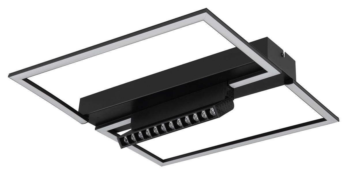 STROPNÍ LED SVÍTIDLO, 42/42/11 cm - černá/opál, Design, kov/plast (42/42/11cm) - Globo