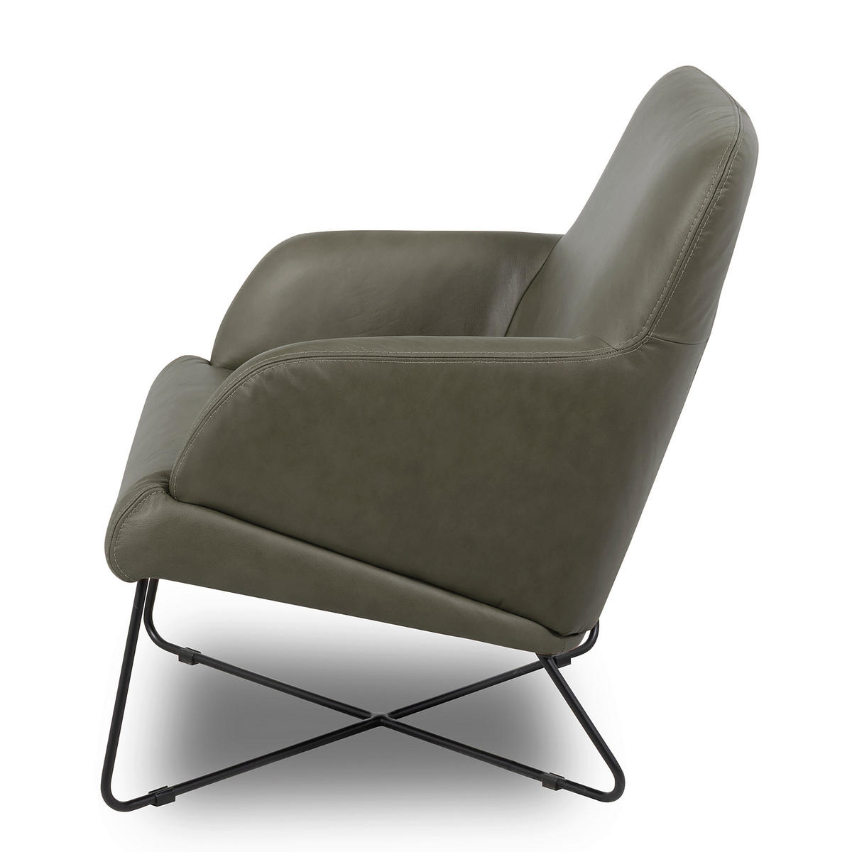 SESSELSET Echtleder Grau  - Kirschrot/Schwarz, Design, Leder/Metall (67/87/74cm) - Livetastic