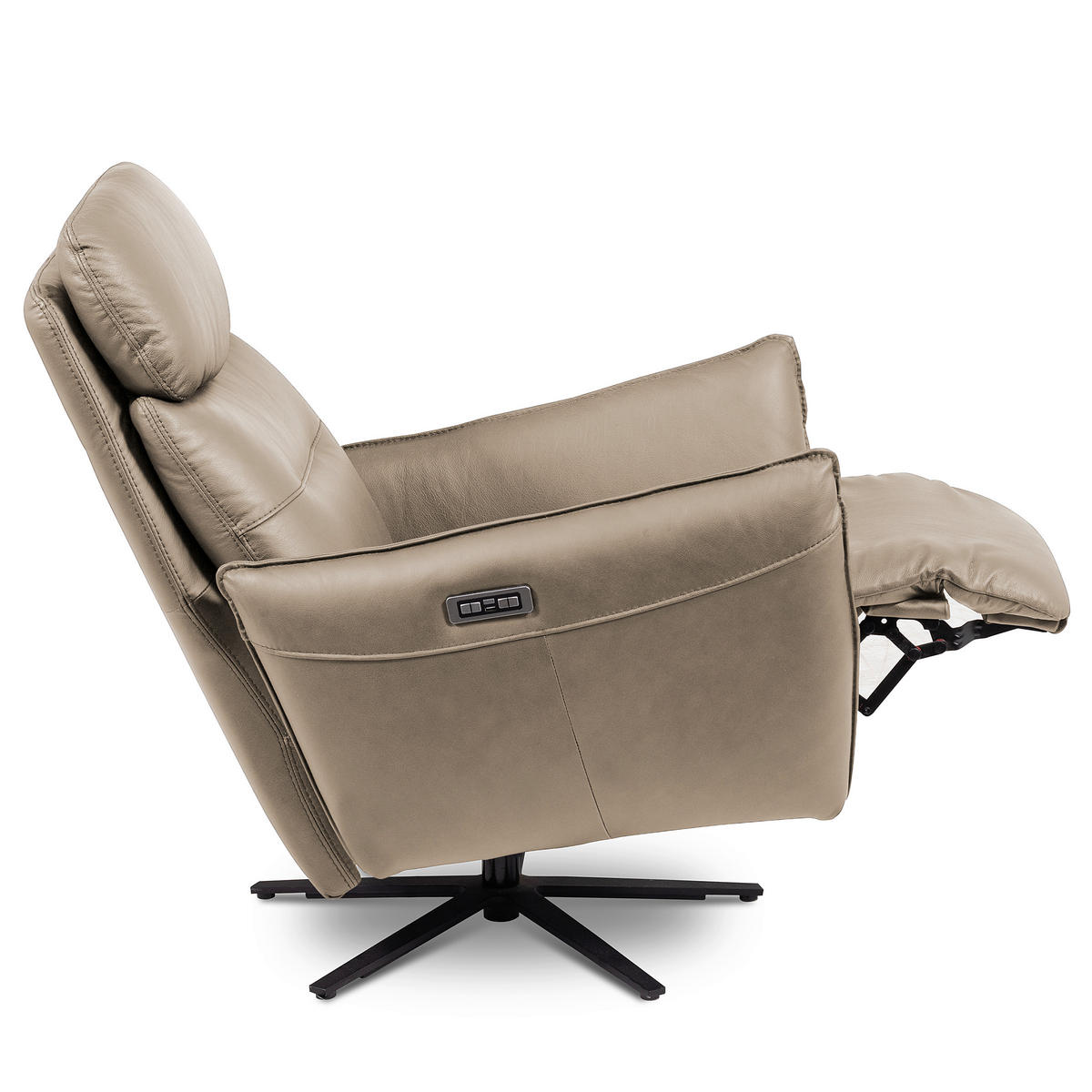 RELAXSESSEL in Leder Hellgrau  - Hellgrau/Schwarz, Design, Leder/Metall (77/107/88cm) - Livetastic