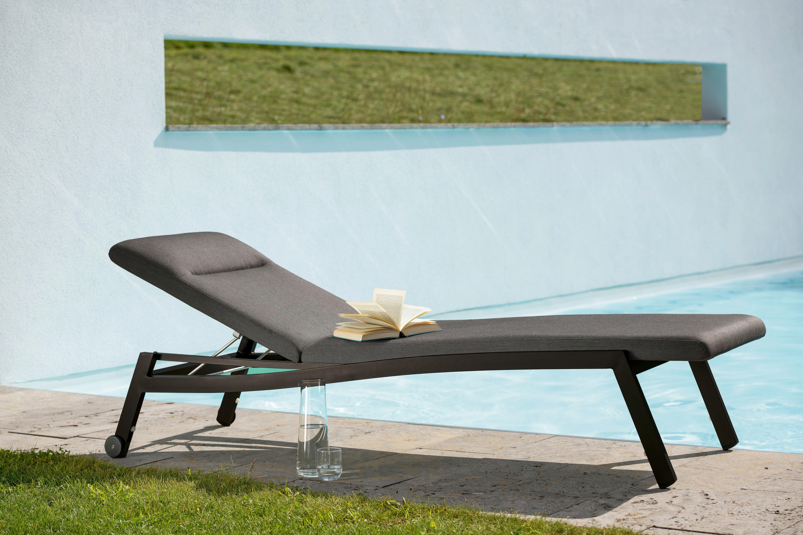 GARTENLIEGE 70/41/204 cm  - Schwarz, KONVENTIONELL, Textil/Metall (70/41/204cm) - Stern