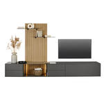 WOHNWAND  in Anthrazit, Eichefarben  321/160/50 cm  - Eichefarben/Anthrazit, Design, Glas/Holz (321/204/50cm) - Dieter Knoll