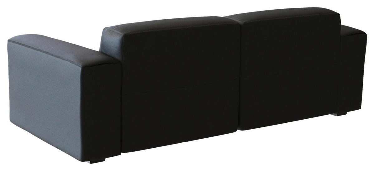 2,5-SITZER Schwarz Echtleder  - Schwarz, Design, Leder/Holz (219/73/102cm) - Livetastic