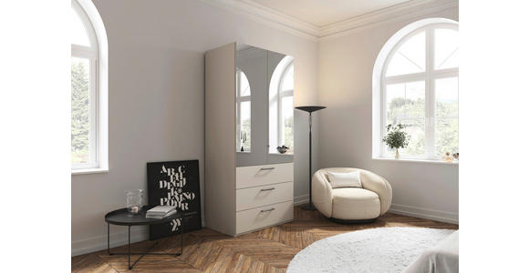 DREHTÜRENSCHRANK 101/223/61 cm,  in Champagner, 2-türig  - Chromfarben/Edelstahlfarben, Basics, Glas/Holzwerkstoff (101/223/61cm) - Novel