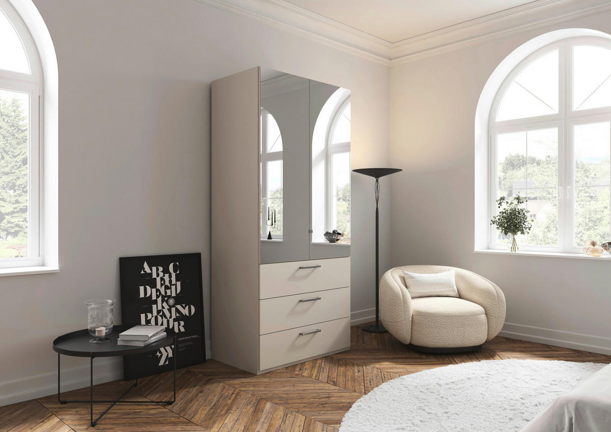 DREHTÜRENSCHRANK 101/223/61 cm,  in Champagner, 2-türig  - Chromfarben/Edelstahlfarben, Basics, Glas/Holzwerkstoff (101/223/61cm) - Novel