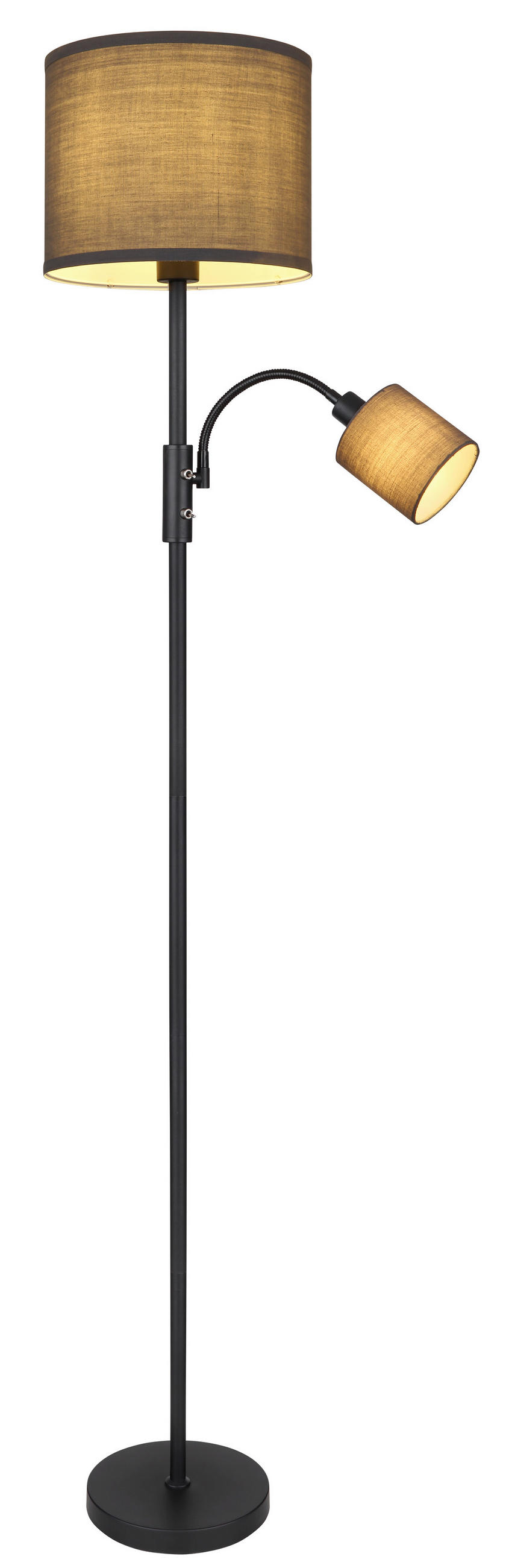 STEHLEUCHTE Nathan  - Anthrazit/Schwarz, KONVENTIONELL, Textil/Metall (28/158cm) - Globo