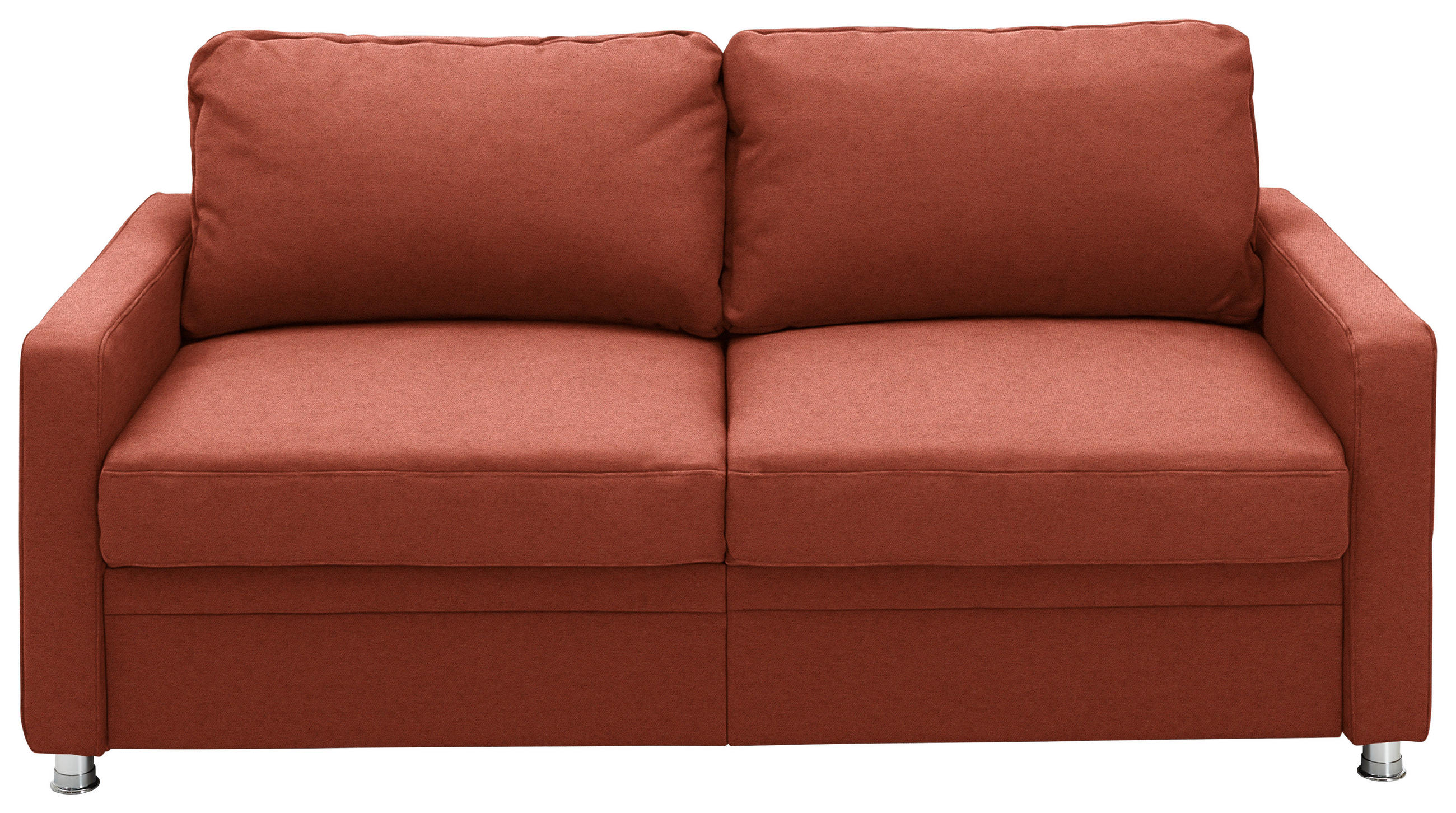 SCHLAFSOFA Chenille Rotorange  - Chromfarben/Rotorange, KONVENTIONELL, Textil/Metall (186/90/100cm) - Beldomo Style