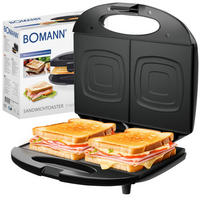 SANDWICHTOASTER  - Schwarz, Basics, Kunststoff/Metall (22.7/8.9/20.7cm) - Bomann