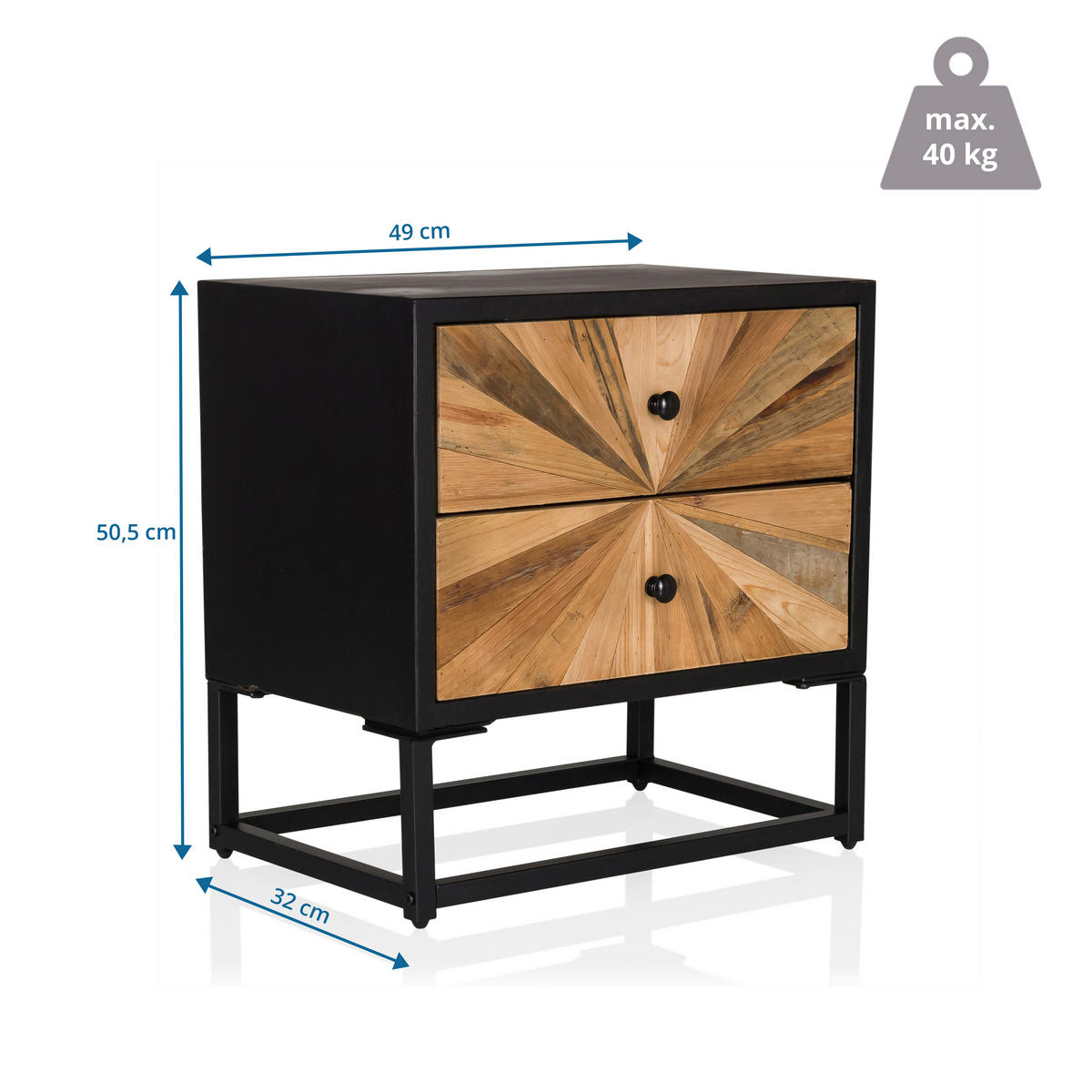 SIDEBOARD 49/50,5/32 cm  - Dunkelbraun/Tannenholzfarben, MODERN, Holz/Metall (49/50,5/32cm) - MID.YOU