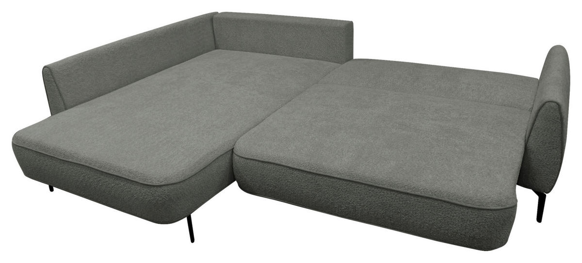 ECKSOFA in Bouclé Grau  - Creme/Schwarz, Design, Textil/Metall (204/273cm) - MID.YOU