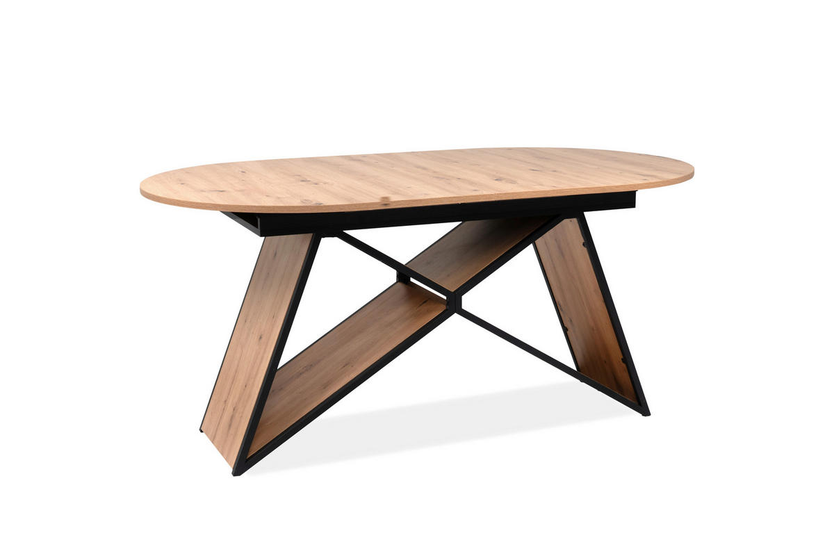 ESSTISCH - Schwarz/Eiche Artisan, MODERN, Holzwerkstoff/Metall (160-200/90/76cm) - MID.YOU