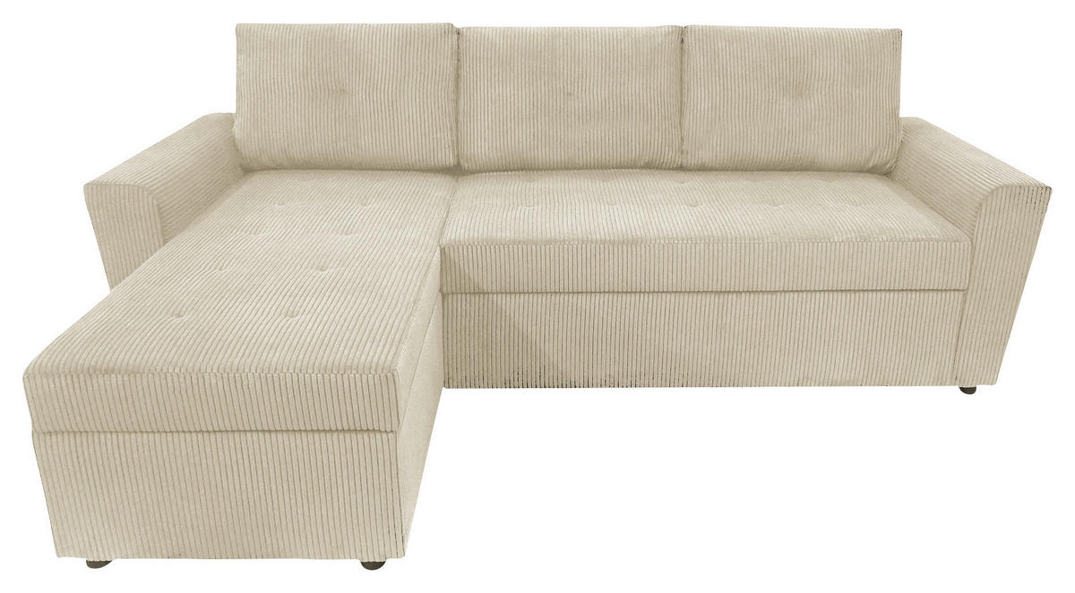 ECKSOFA in Cord Beige  155/231 cm  - Beige/Schwarz, Design, Kunststoff/Textil (155/231cm) - MID.YOU