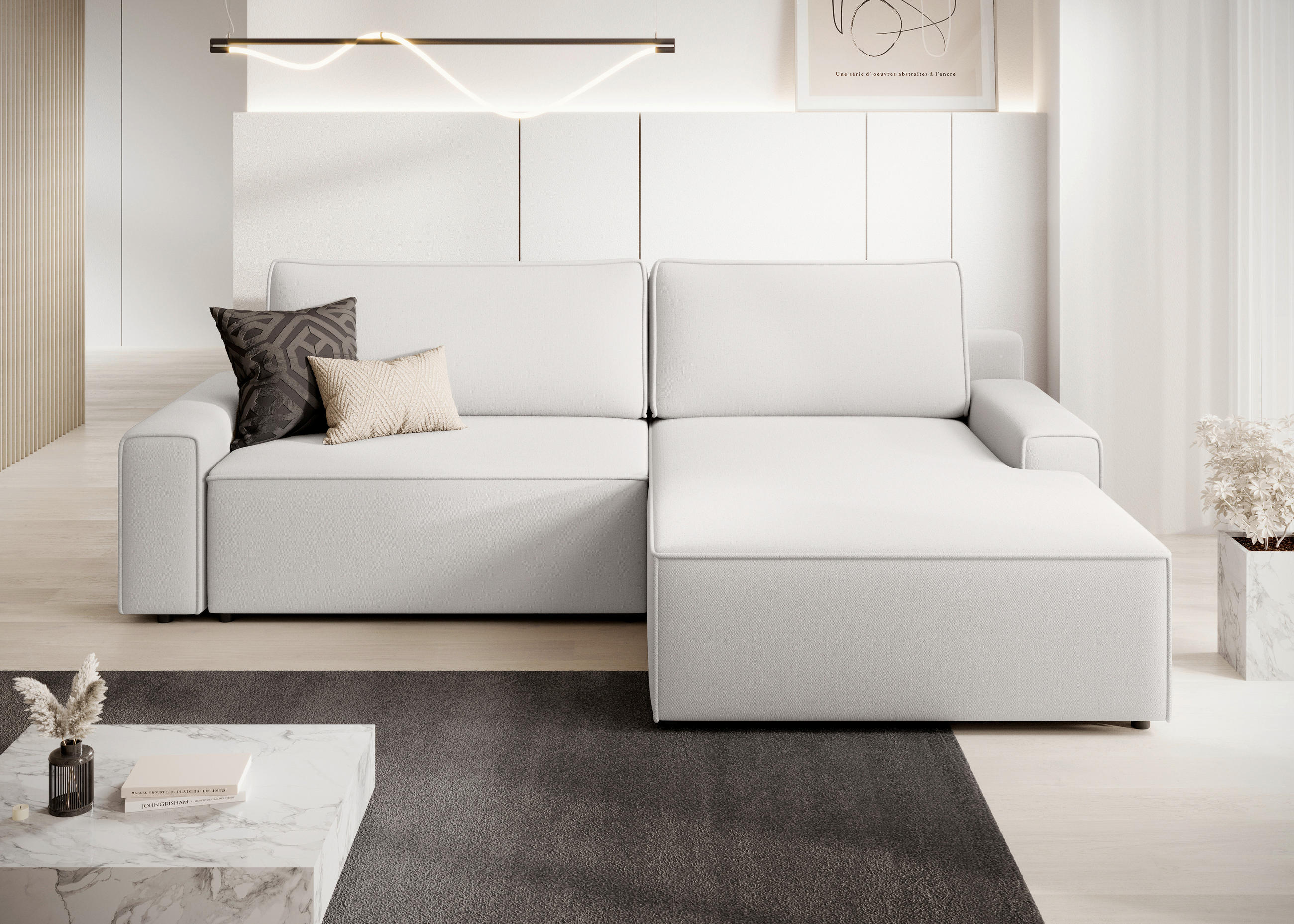 ECKSCHLAFSOFA CHALLANGE  mit Schlafen auf Sitzhöhe, Rücken echt, Armteil links, Armteil rechts Struktur Silberfarben  - Silberfarben/Schwarz, MODERN, Kunststoff/Textil (246/168cm) - Trendmanufaktur