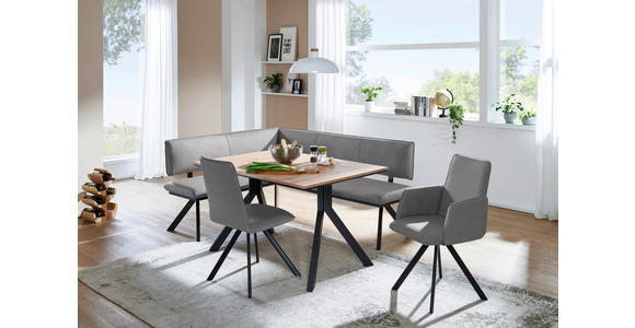 ECKBANK 150/190 cm in Schwarz, Hellgrau - Hellgrau/Schwarz, MODERN, Textil/Metall (150/190cm) - Cantus