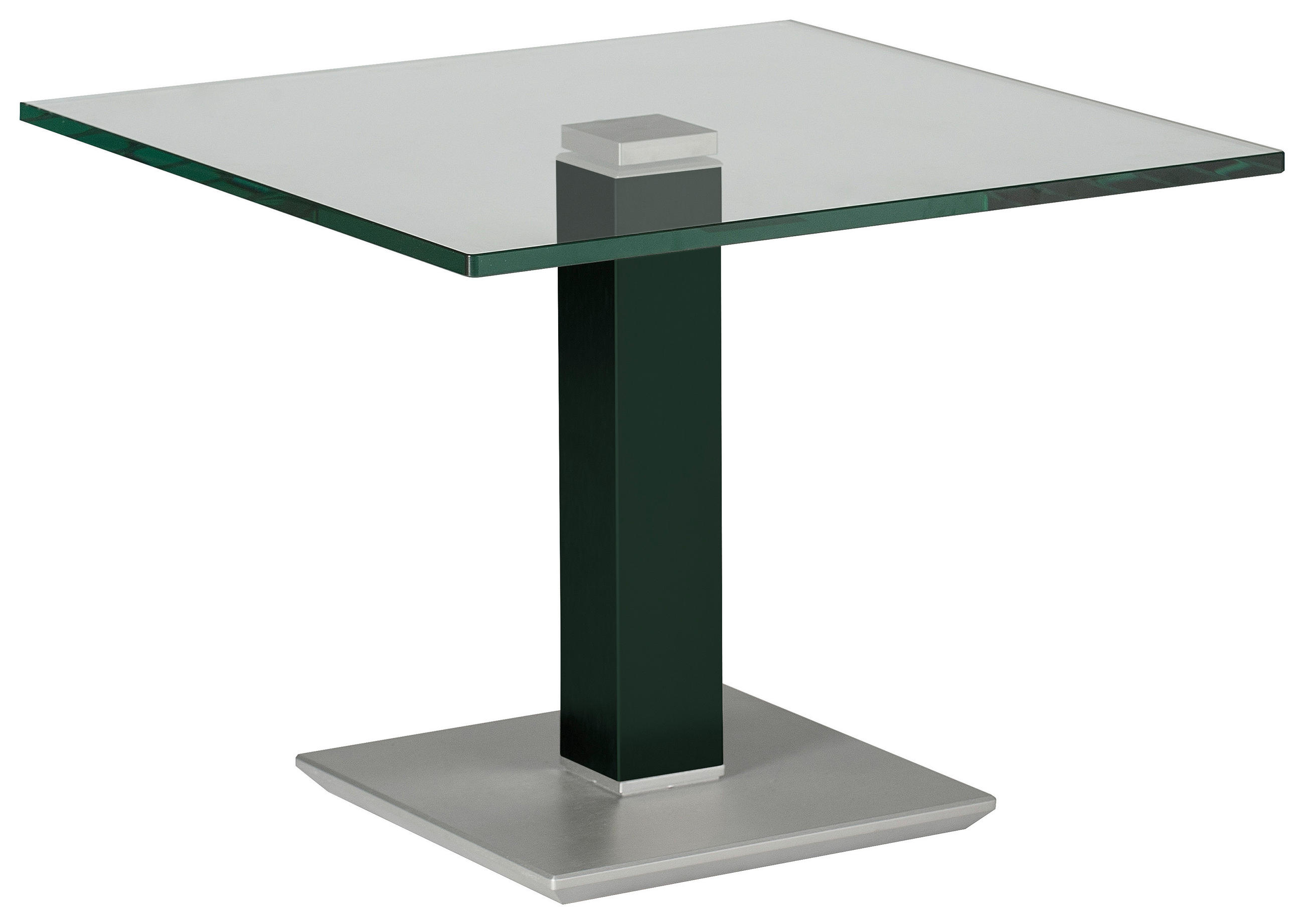 BEISTELLTISCH in Metall, Glas 60/60/46-65 cm  - Edelstahlfarben/Grün, Design, Glas/Kunststoff (60/60/46-65cm)