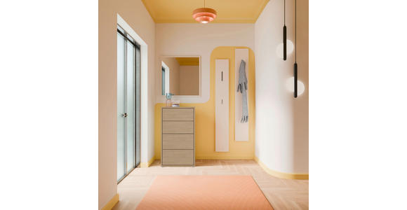 KOMMODE , 55/99/35 cm, 4 Schublade(n)  - Eichefarben/Silberfarben, Trend, Holzwerkstoff/Kunststoff (55/99/35cm) - Carryhome